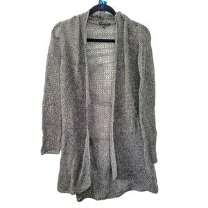Eileen Fisher Gray Long Line Cardigan Sweater Wool Alpaca Blend Size Small